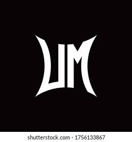 UM monogram logo with sharped shape design template isolated on black background