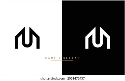 UM ,MU Abstract letters Logo monogram