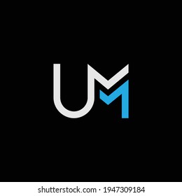 UM or MU abstract outstanding professional business awesome artistic branding company different colors illustration logo