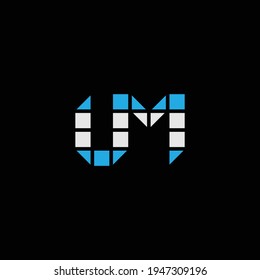 UM or MU abstract outstanding professional business awesome artistic branding company different colors illustration logo