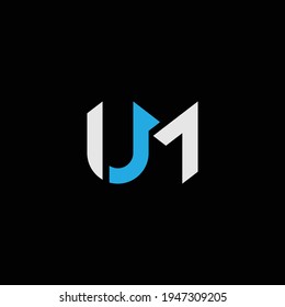 UM or MU abstract outstanding professional business awesome artistic branding company different colors illustration logo