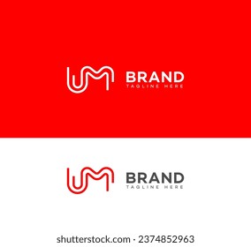 logotipo de marca de letras UM, MU