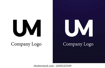 UM MU Logo Design, Creative Professional Trendy Letter UM MU Logo Design in Black and White Color.