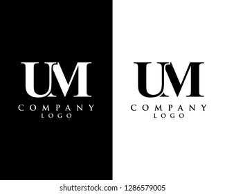 um, mu modern logo design with black and white color that can be used for creative business and company