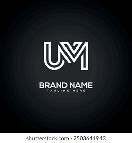 UM MU Modern Unique Letter Line Logo Design. Initial Vector Symbol.