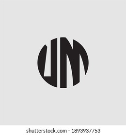 UM oder MU Monogramm Symbol und Logo in schwarzer Farbe für das Branding. Logo für einen UM-Buchstaben in runder Form