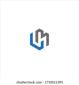 UM or MU unique monogram style vector logo design with blue and grey.