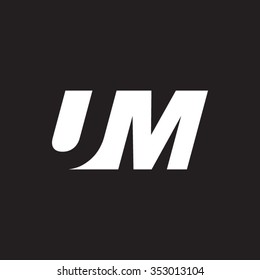 UM negative space letter logo black background