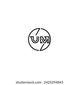 UM simple outline concept logo and circle of initial design black and white background