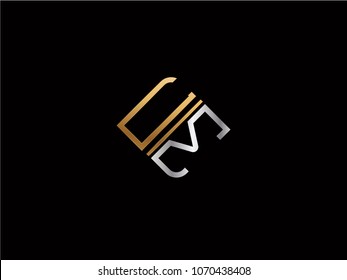 UM square shape Letter logo Design in silver gold color