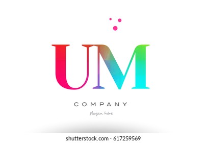 UM U M creative rainbow colors colored artistic alphabet company letter logo design vector icon template