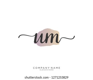 UM U M Initial handwriting logo vector