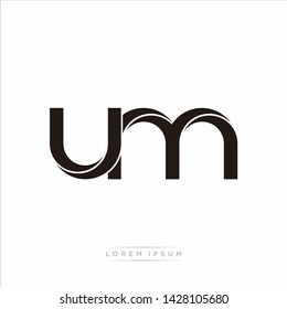 um u m Initial Letter Split Lowercase Modern Monogram linked outline rounded logo