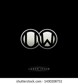 UM U M initial letter linked circle capital monogram logo modern template silver color edition