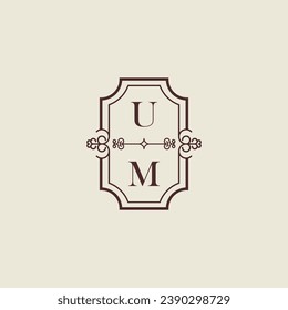 UM vintage wedding initial logo in high quality professional design that will print well across any print media