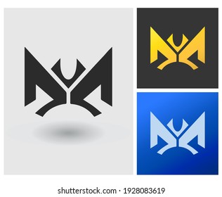 UM or VM logo initial letter shape design