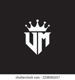 UM or VM logo monogram symbol shield with crown shape design vector