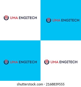 Uma engitech logo template flat modern elegant blurred design