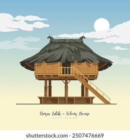 Uma Lulik - sacred totem houses - Lospalos, East Timor - Stock Illustration as EPS 10 File