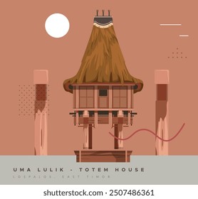 Uma Lulik - sacred totem houses - Lospalos, East Timor - Stock Illustration as EPS 10 File