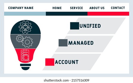 UMA - Unified Managed Account acronym. business concept background. vector illustration concept with keywords and icons. lettering illustration with icons for web banner, flyer, landing pag 