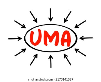 UMA - Unified Managed Account are managed investment accounts that have developed out of separate accounts, acronym business concept with arrows