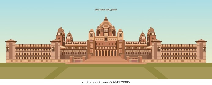 Umaid Bhawan Palace Jodhpur creative Vector  