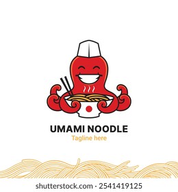 Umami octopus noodle logo vector