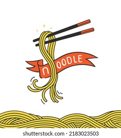 umami ramen noodles with chopsticks vector