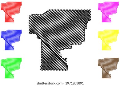 Umatilla County, Oregon State (U.S. county, United States of America) map vector illustration, scribble sketch Umatilla map