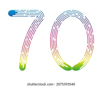 umber 70 from colorful rainbow dotted lines isolated on white background. Design element