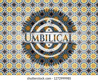 Umbilical arabic emblem background. Arabesque decoration.