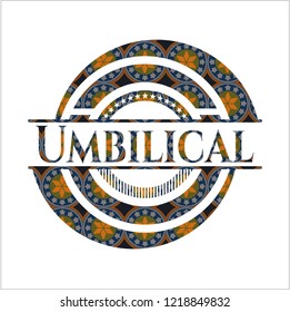 Umbilical arabic style emblem. Arabesque decoration.