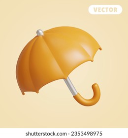 umbrella 3D vector icon set, on a cream background