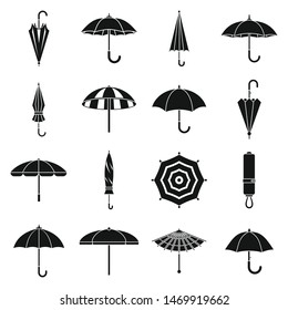 Umbrella accessory icons set. Simple set of umbrella accessory vector icons for web design on white background