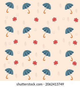 umbrella in autumn pattern background