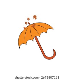 Umbrella Autumn Vector Single Icon – EPS10, Flat Illustration