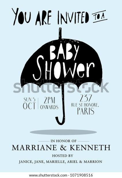 Umbrella Baby Boy Baby Shower Invitation Stock Vector Royalty Free