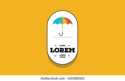 Umbrella Badge Sticker Design Flat Style Design