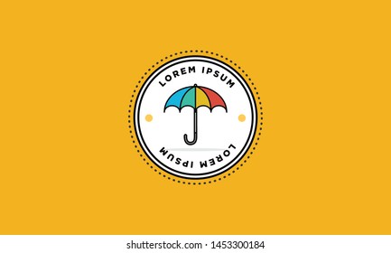 Umbrella Badge Sticker Design Flat Style Design