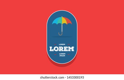 Umbrella Badge Sticker Design Flat Style Design