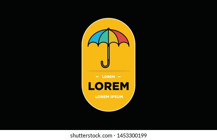 Umbrella Badge Sticker Design Flat Style Design