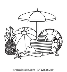 umbrella and balloon beach with summer icons