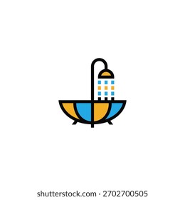 Umbrella and bath logo design.