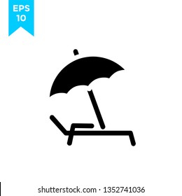 umbrella with beach chair glyph icon. linear style sign for mobile concept and web design. umbrella simple line vector icon. Symbol, logo illustration. Pixel perfect vector graphics