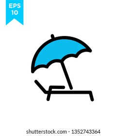 umbrella beach chair outline icon. linear style sign for mobile concept and web design. umbrella simple line vector icon. Symbol, logo illustration. Pixel perfect vector graphics