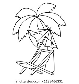 umbrella beach with chair and tree palm