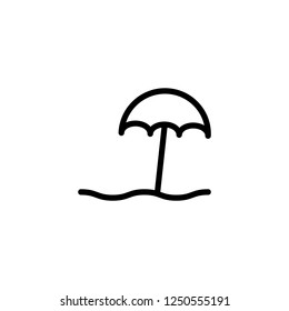 Umbrella beach, enjoying sunbath vector icon in outline/line  style