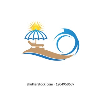 Umbrella beach holidays logo vector
