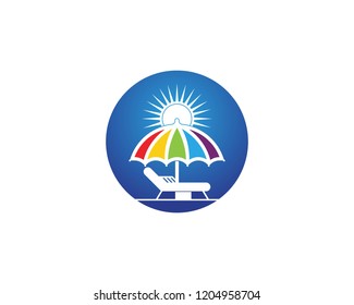 Umbrella beach holidays logo vector